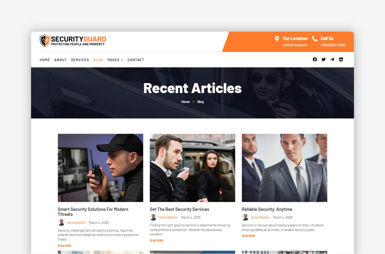 Security Agency WordPress Theme