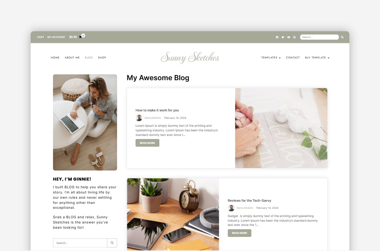 premium blog & shop wordpress template