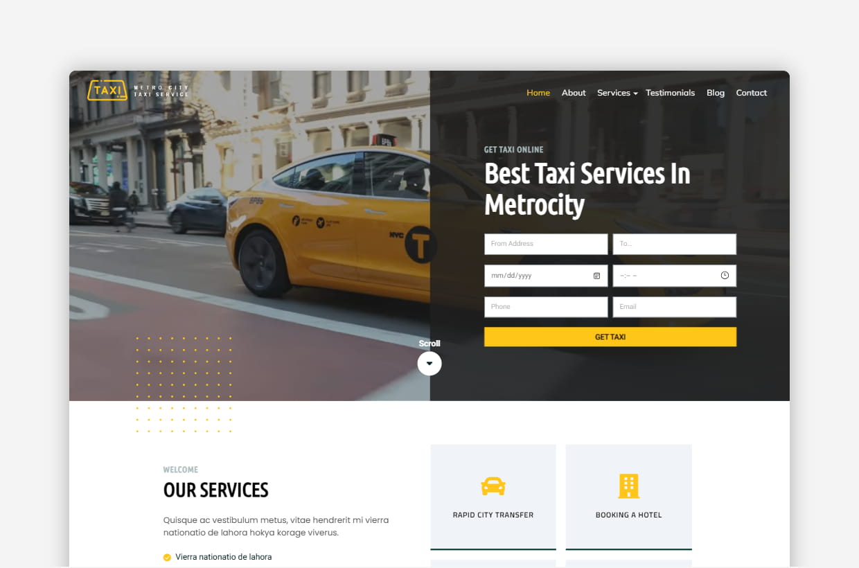 Taxi Company WordPress Theme : Taxi Pro