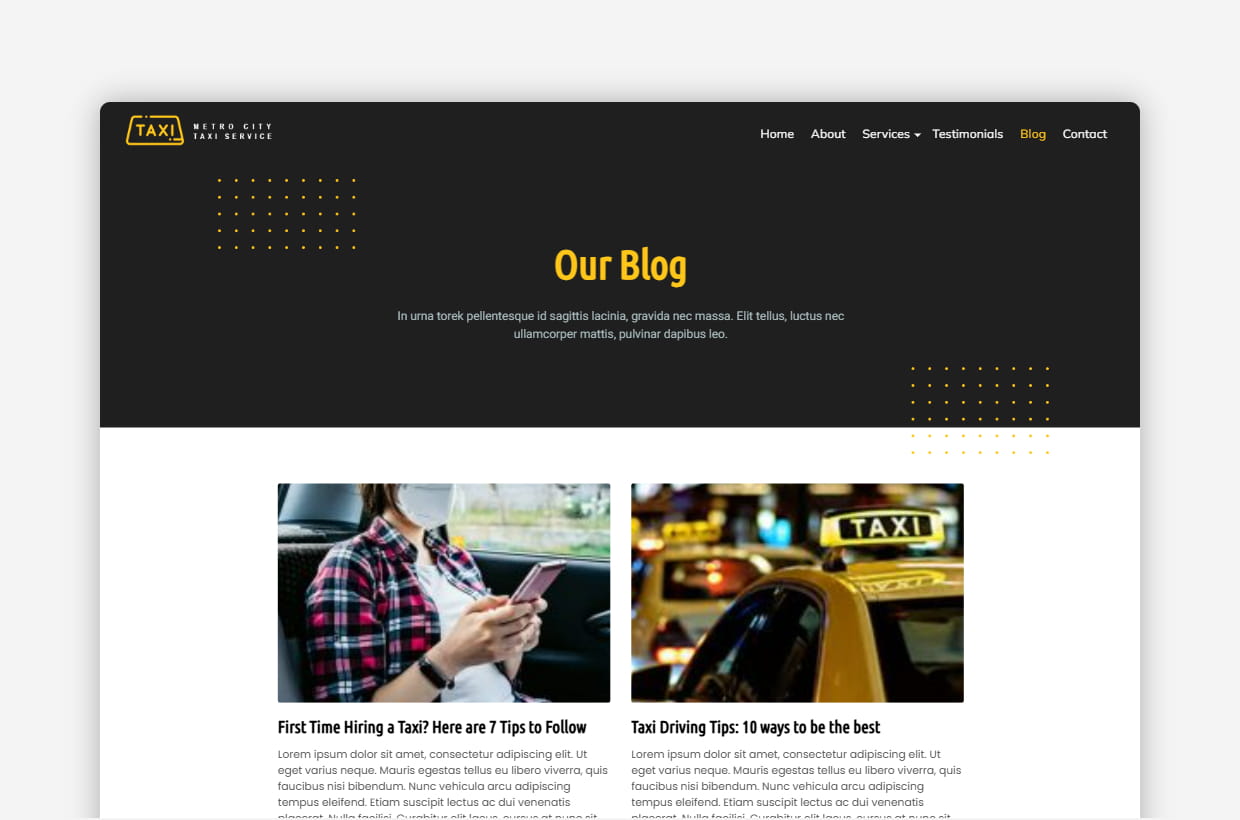 premium taxi company wordpress theme