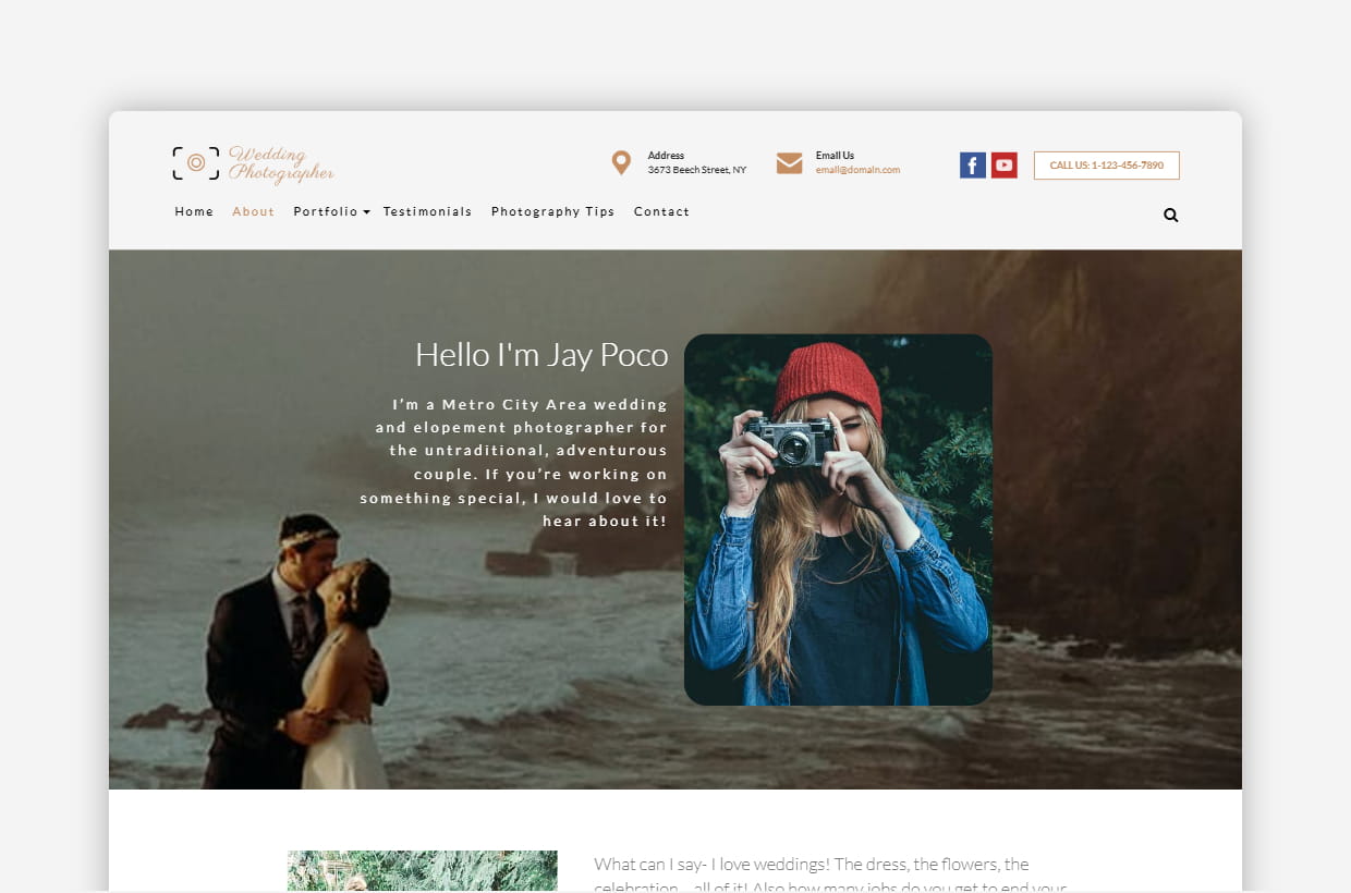 premium wedding photographer wp theme