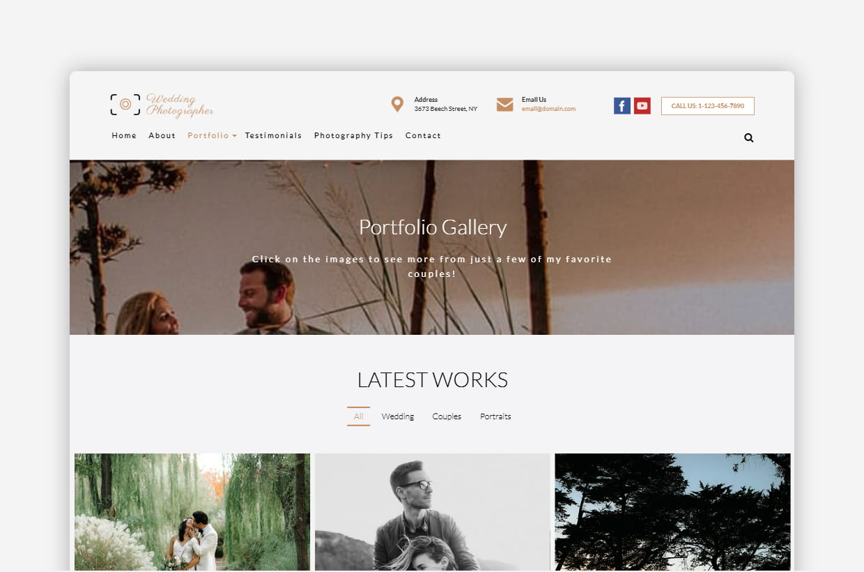 premium wedding photographer wordpress template