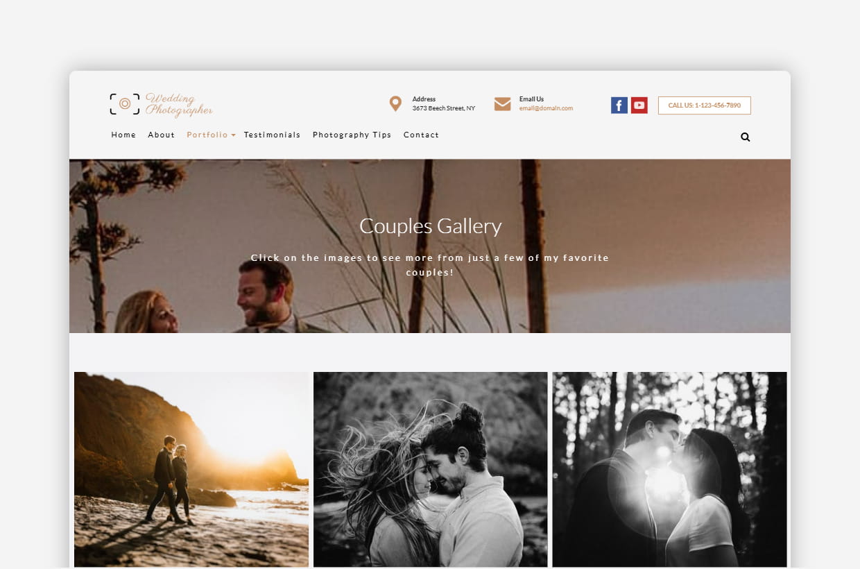 premium wedding photographer wp template