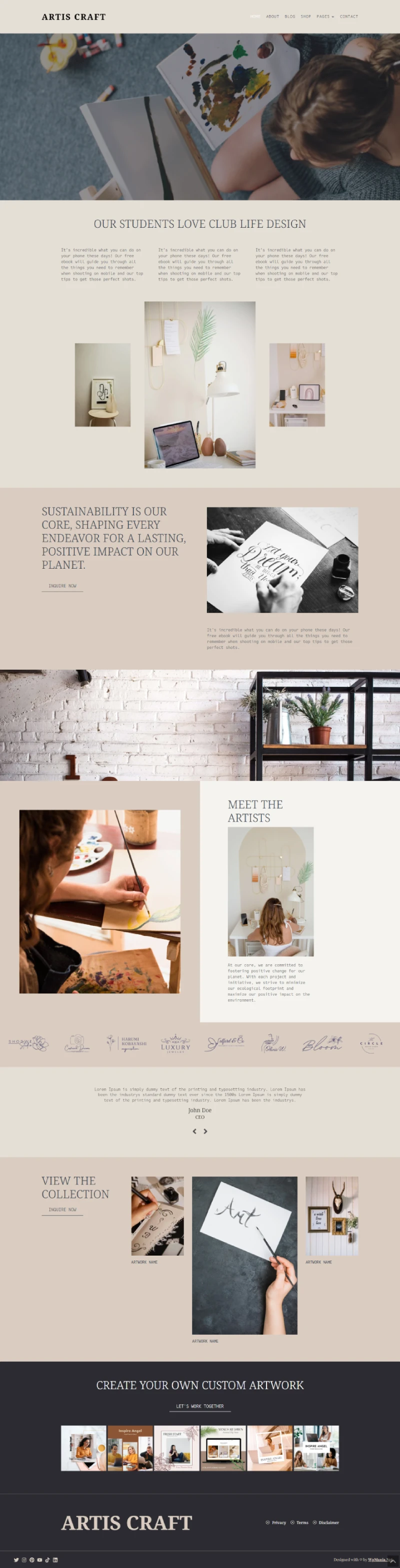 Artis Craft Kajabi Template Home Page