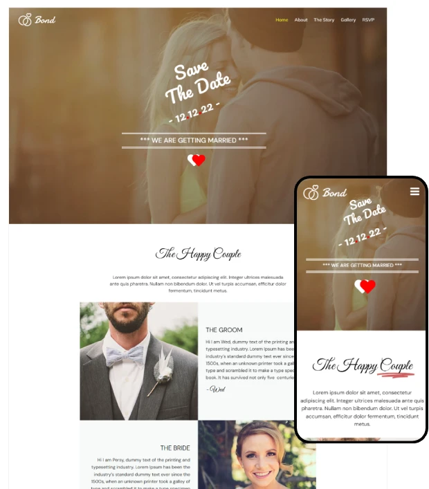 Responsive Wedding WordPress Theme - Bond