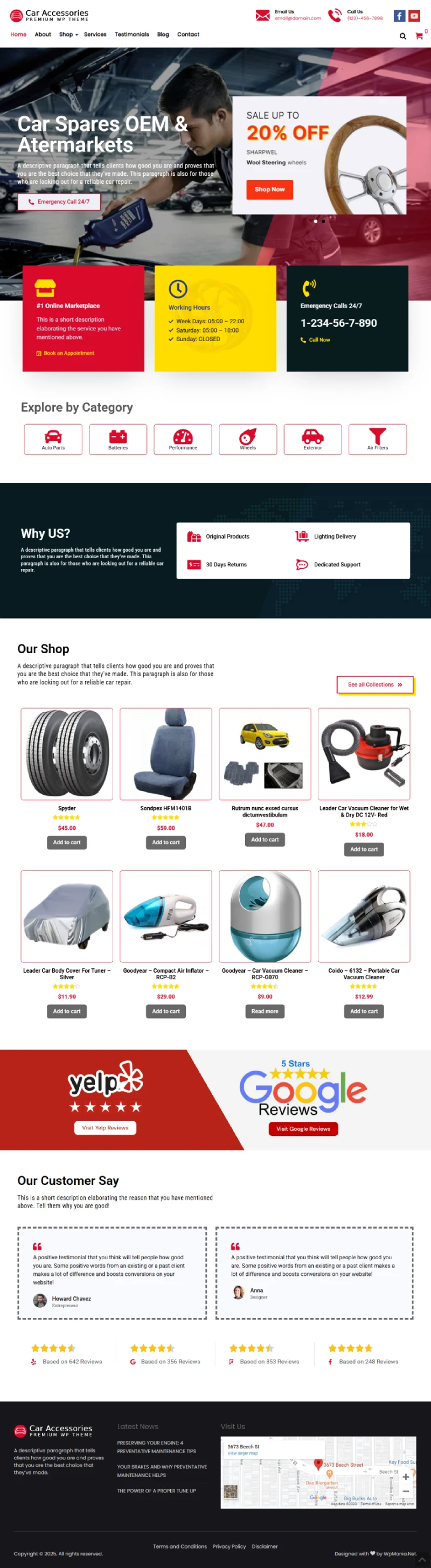 Car Accessories WordPress Template Home Page