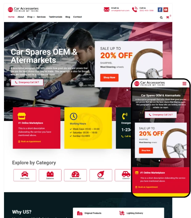 Car Accessories WooCommerce WordPress Theme – Vehicles Parts Equipments Template
