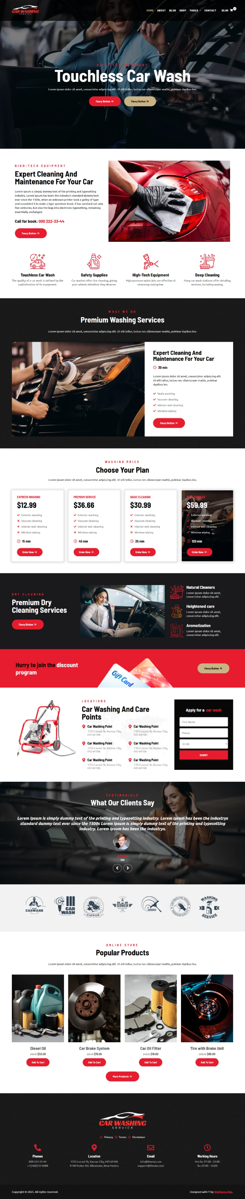 Car Washing Kajabi Template Home Page