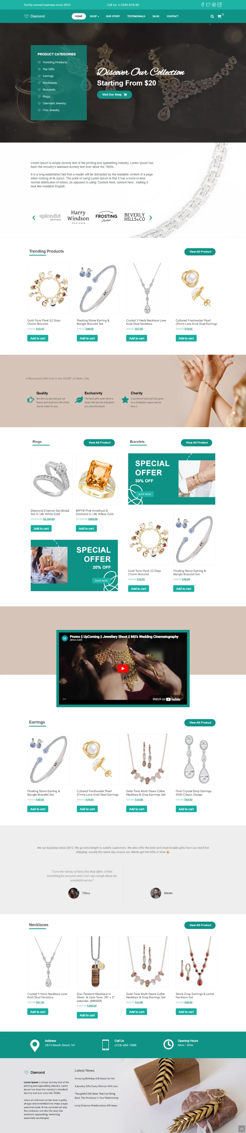 Jewelry Store WordPress Template Home Page