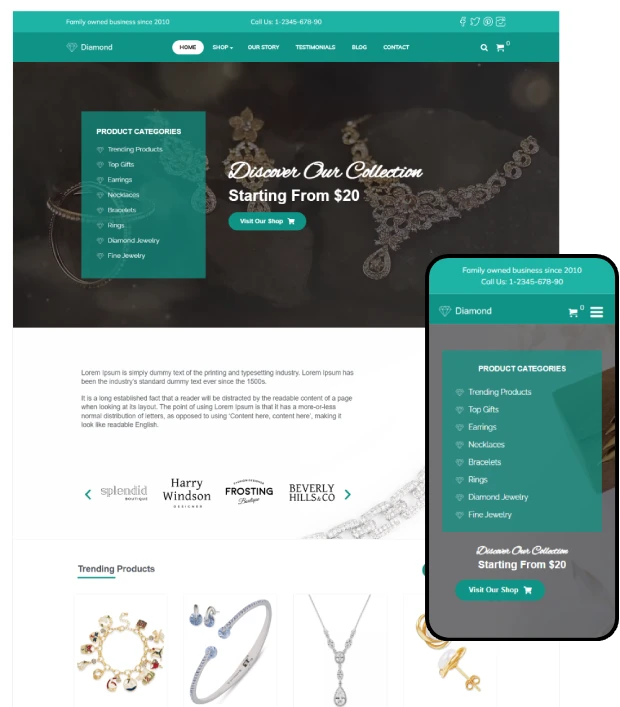 Diamond Jewellery eCommerce WordPress Theme