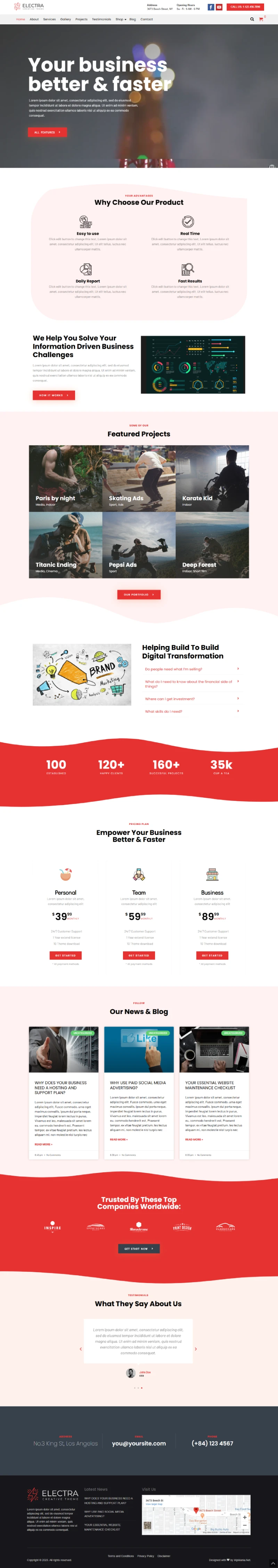 Electra WordPress Template Home Page