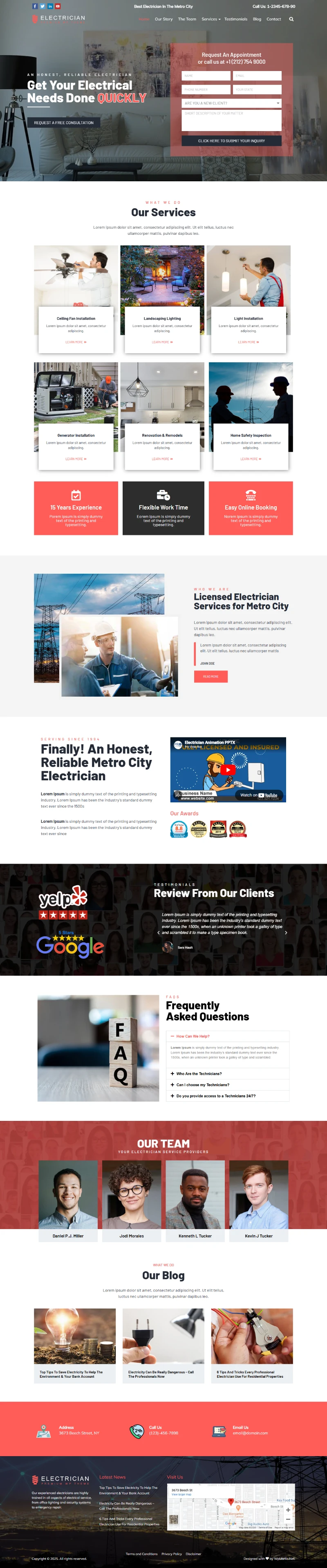 Electrician WordPress Template Home Page