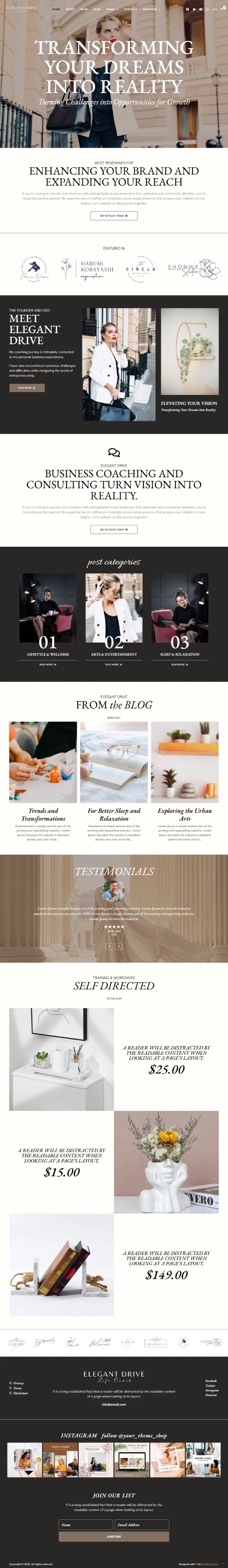 Elegant Drive Kajabi Template Home Page