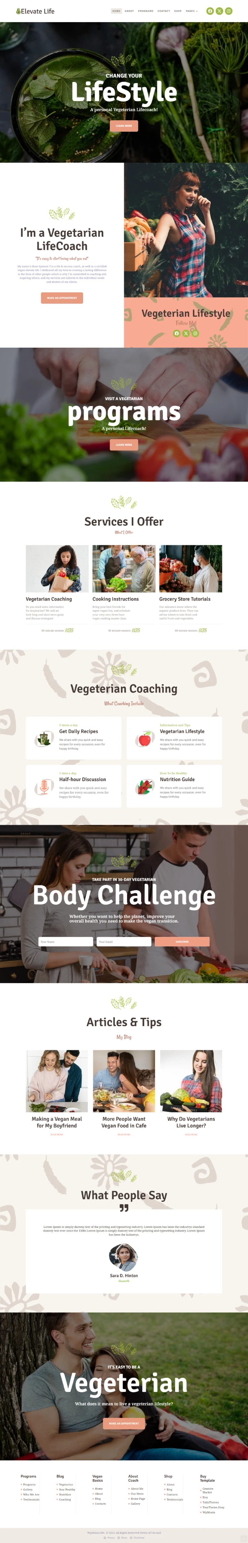 Elevate Life Kajabi Template Home Page