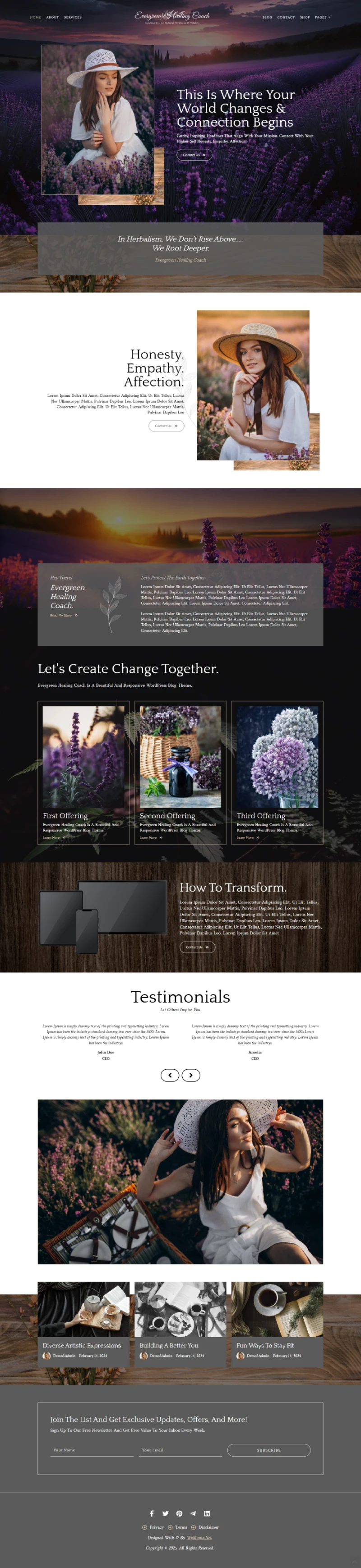 Evergreen Healing Coach Kajabi Template Home Page