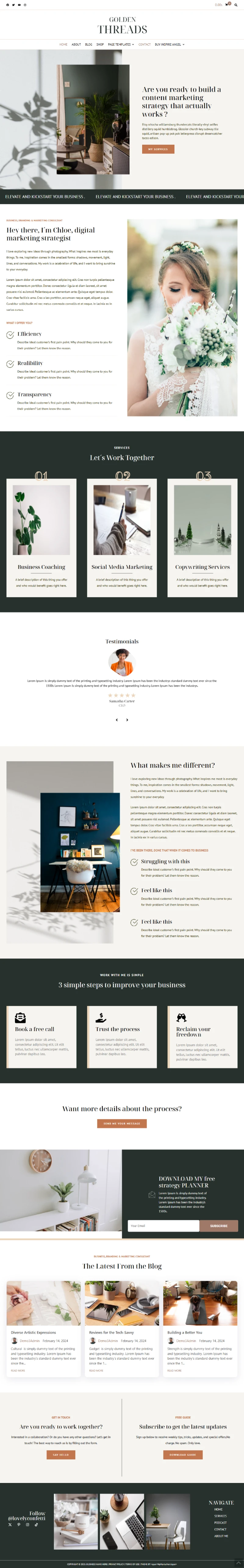Golden Threads Kajabi Template Home Page