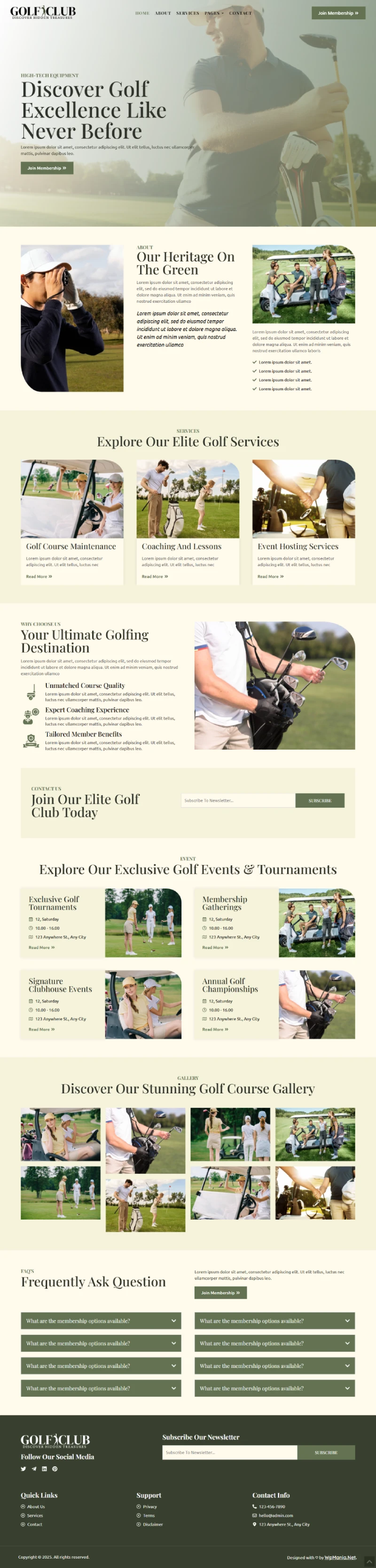 Golf Club Kajabi Template Home Page