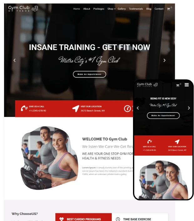 Gym and Fitness WordPress Theme - GymClub