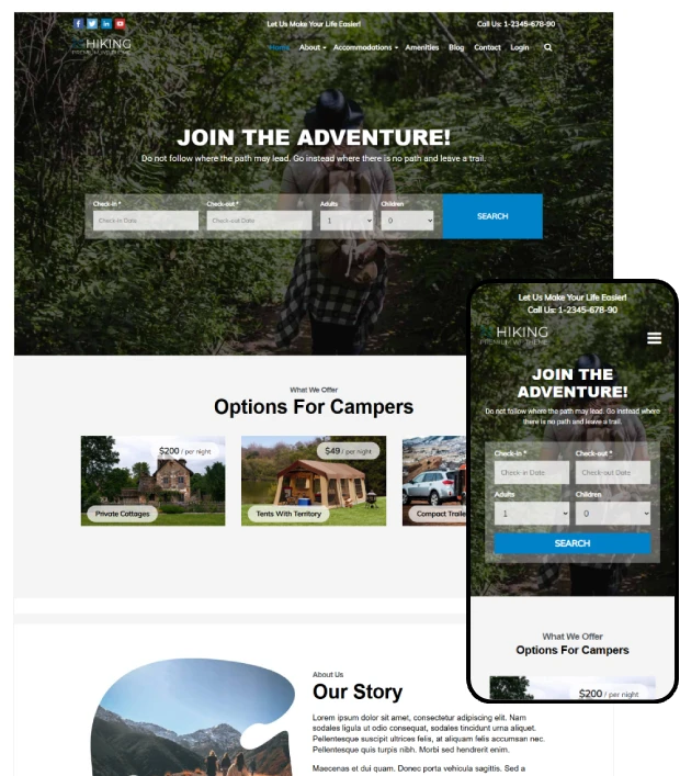 Hiking WordPress Theme – Adventure, Tours & Travel Website Template
