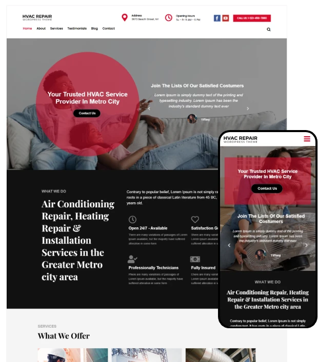 HVAC Repair WordPress Theme : Website Template For HVAC Professionals