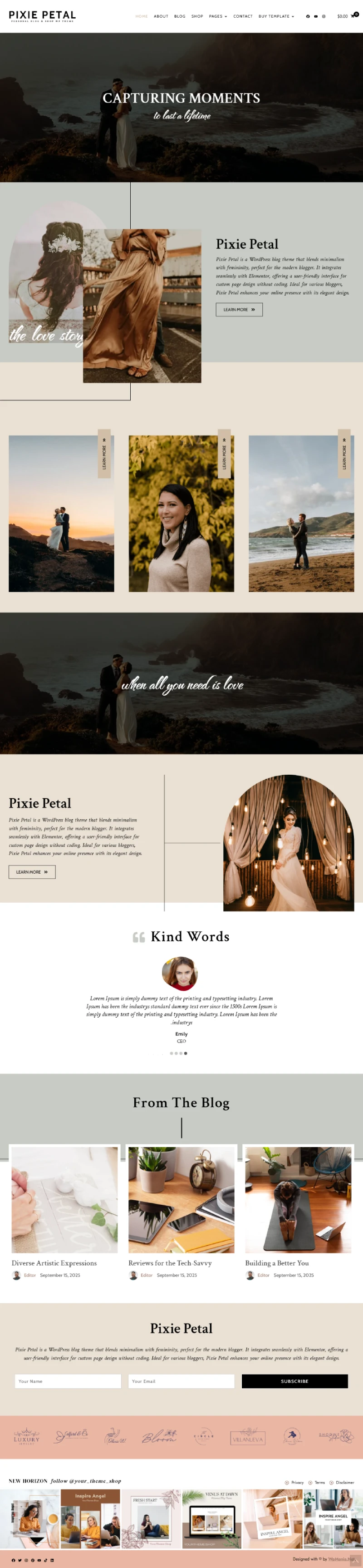 Pixie Petal Kajabi Template Home Page
