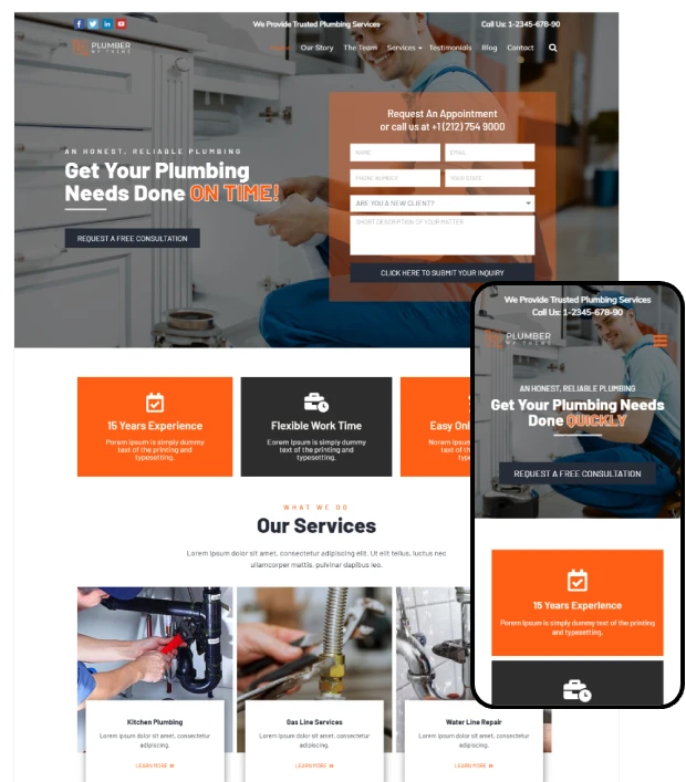 Plumber WordPress Theme : Plumber Website Template