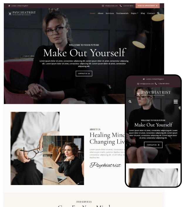 Psychiatrist Kajabi Website Template