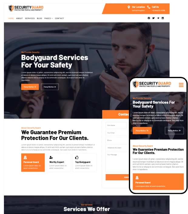security guard services wordpress theme